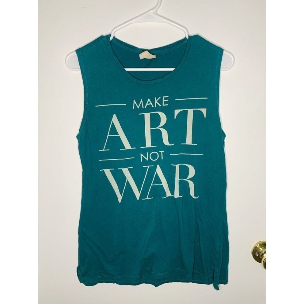 XS Turquoise "Make Art not War"  Cotton On Tank Top